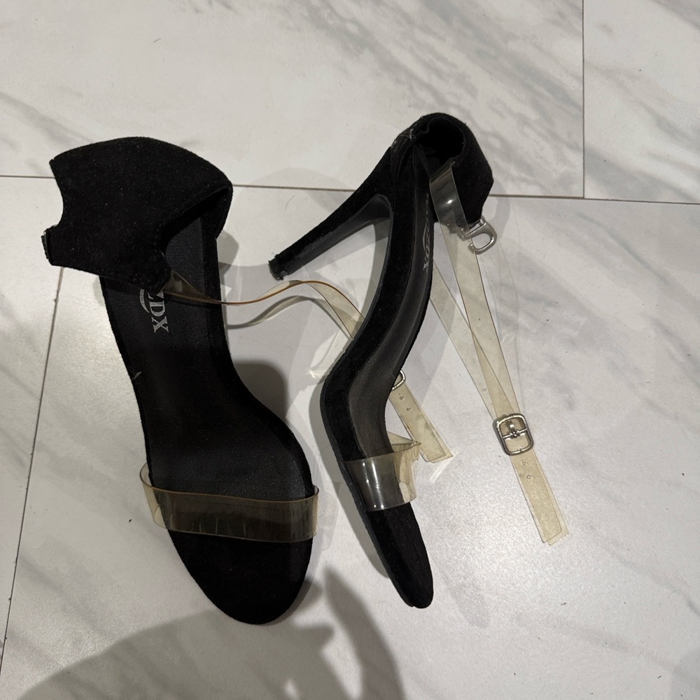 Elegant Black Heels with Transparent Strap
